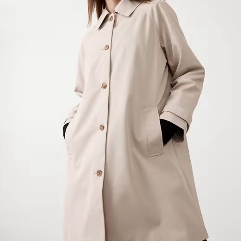 Banana Republic Factory Light Beige Single-Breasted Trench Coat